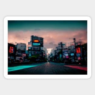 Tokyo City Street View With Neon signs / Tokyo, Japan Sticker